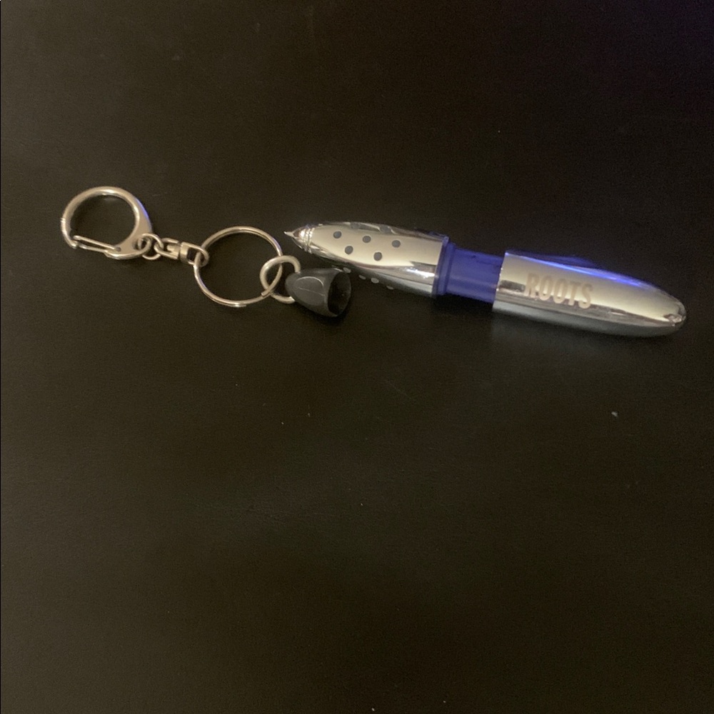 Roots Cross Silver and Blue Keychain Pen
